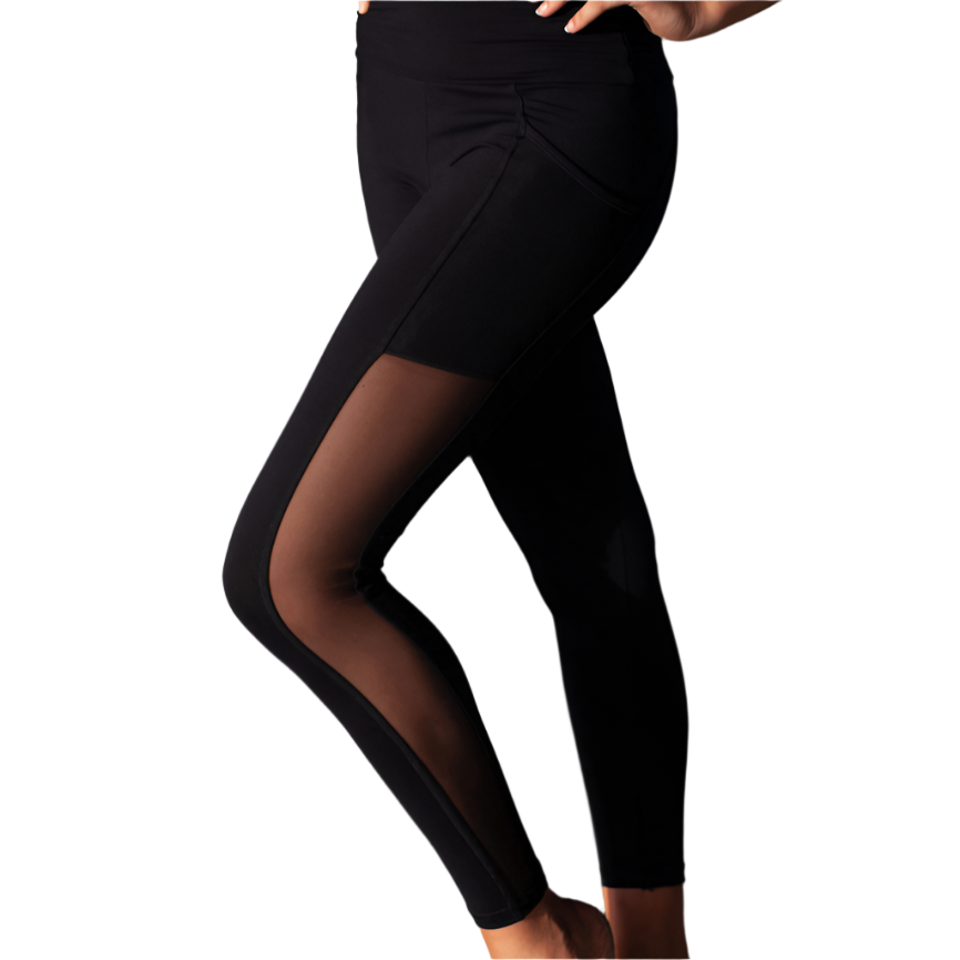 Intermezzo Black Mesh Insert Legging 5284 B