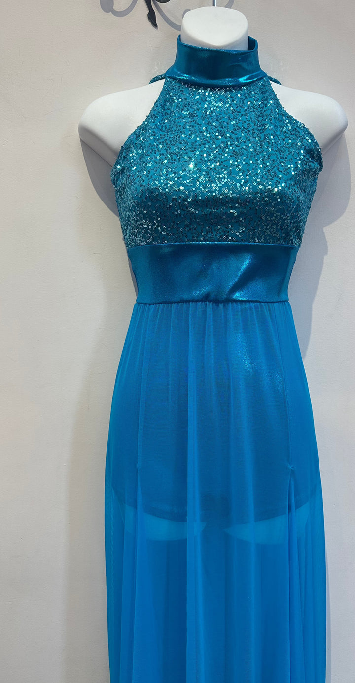 Motionwear Adult Sequins Dress Aqua 4039-667