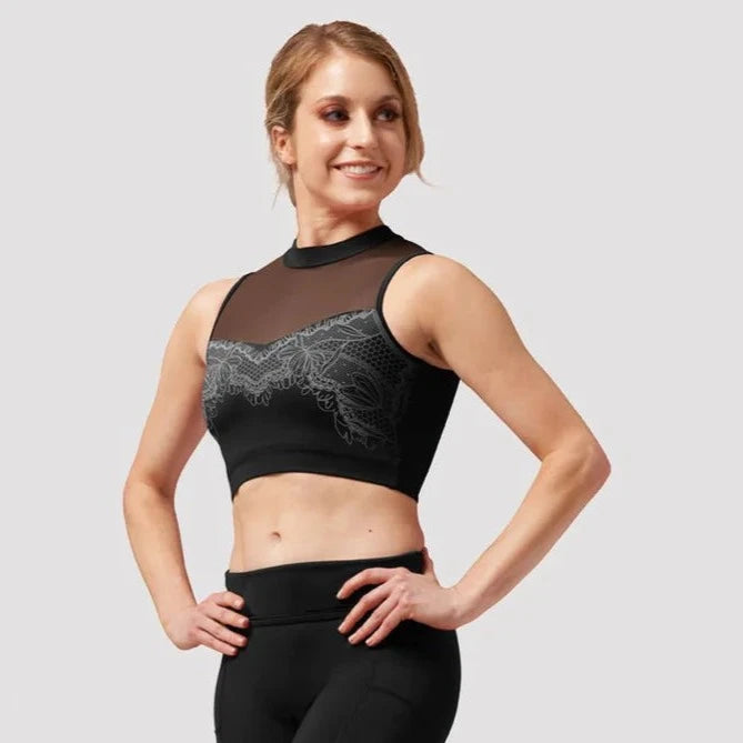  Bloch Adult Lace Mock Crop Top Z0195 Gabie’sBoutique Newmarket Ontario - Local Pick-Up and Canada Wide Shipping 